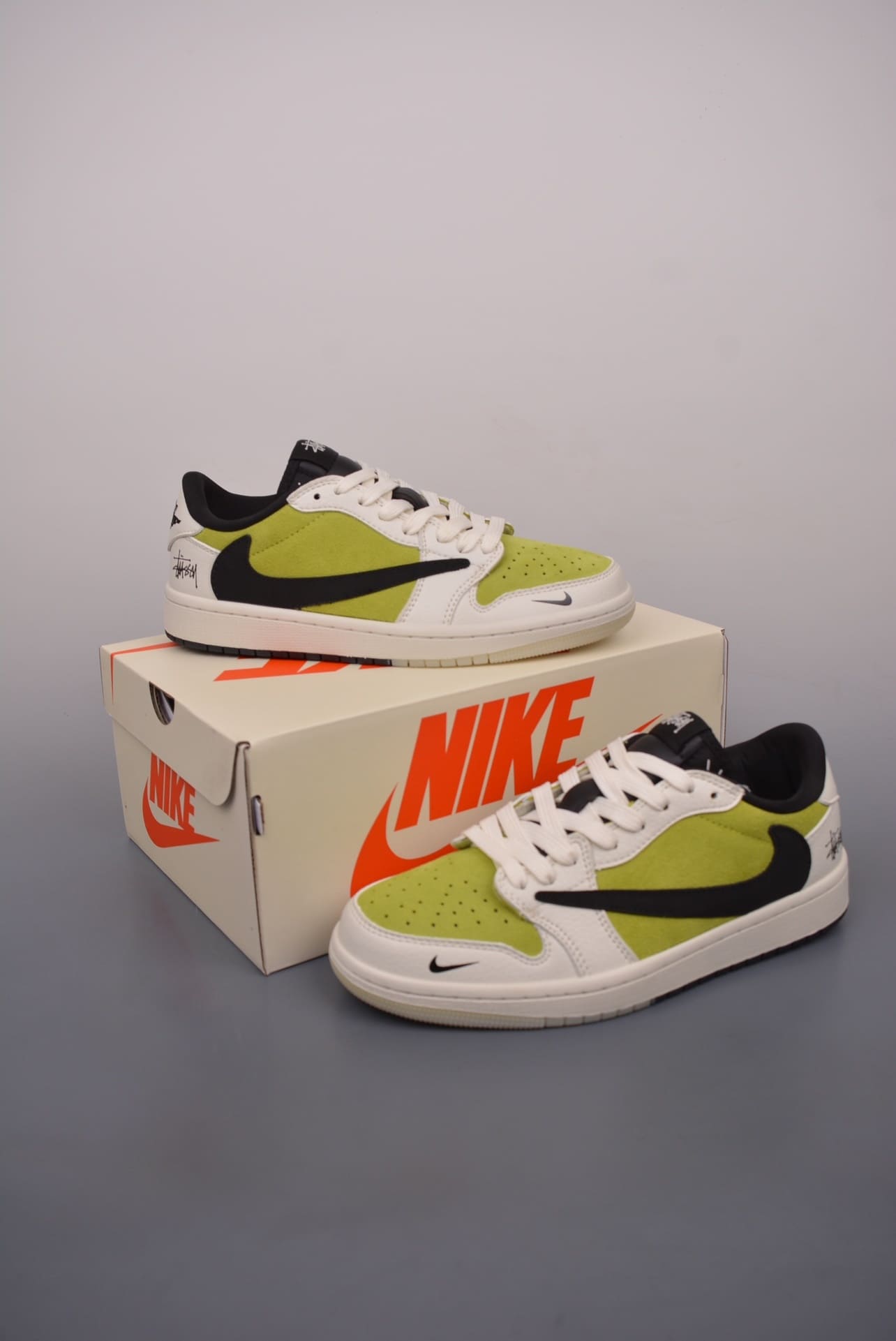 GIÀY STUSSY X TRAVIS SCOTT X AIR JORDAN 1 LOW AJ STUSSY XANH QUÂN ĐỘI TOP QUALITY SHOES AAA