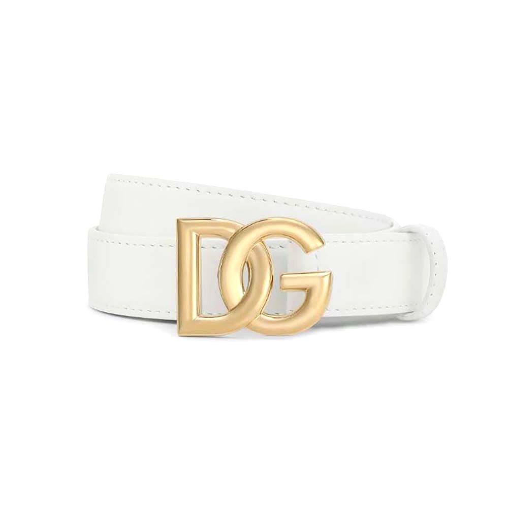 DÂY LƯNG Dolce Gabbana D&G Women Calfskin Belt with DG Logo-White