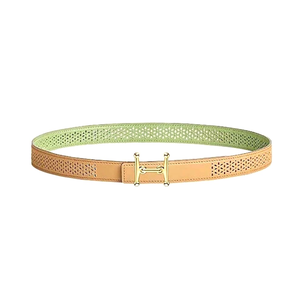 DÂY LƯNG Hermes Women Mors H Belt Buckle & Reversible Leather Strap 24 mm-Green