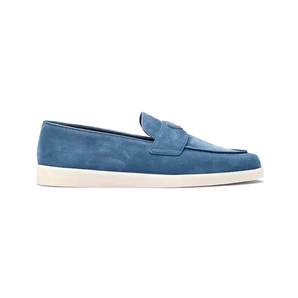 GIÀY Prada Suede Loafers with Enameled Triangle Logo