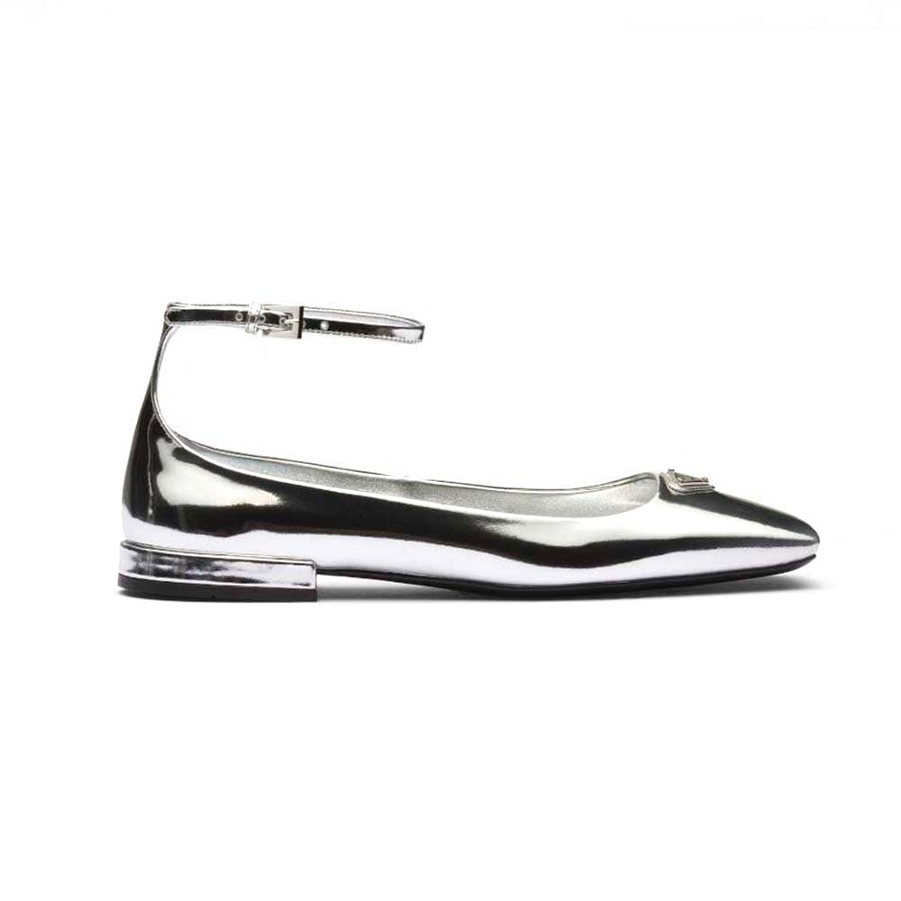 GIÀY Prada Women Patent Leather Ballerinas-Silver