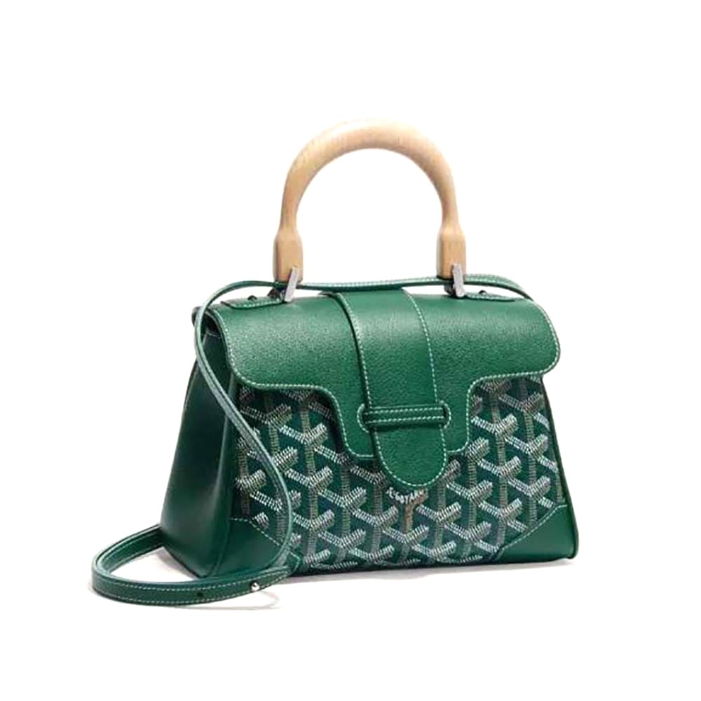 TÚI Goyard Women Sac Saïgon Souple Mini in Toile Goyardine & Chevroches Calfskin-Green