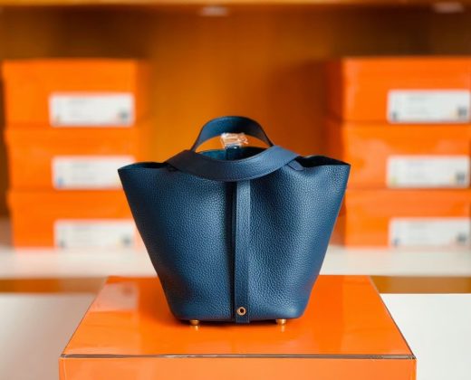 Túi Hermes Picotin Gem blue Gold Hardware Handmade khâu tay 18cm