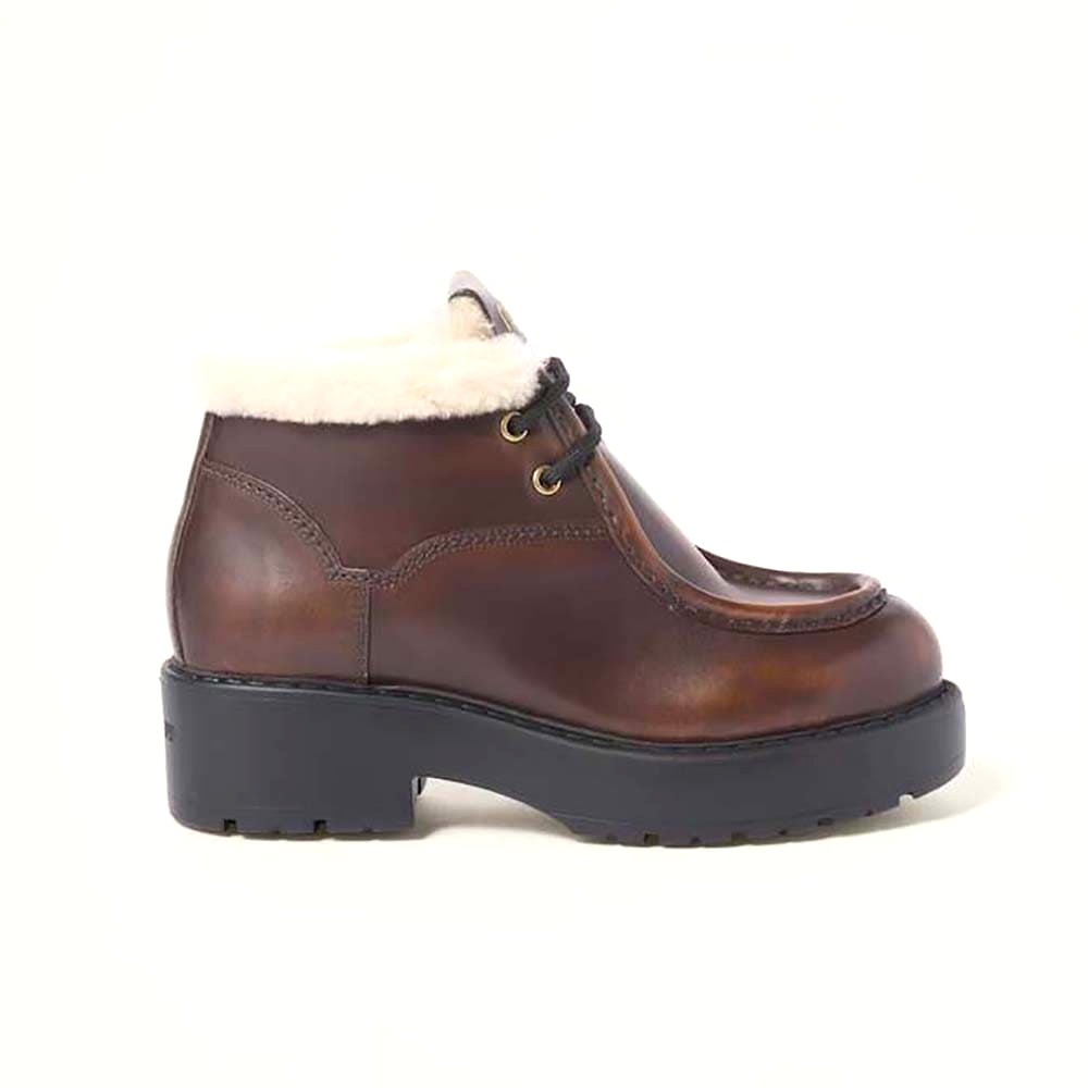 GIÀY Miu Miu Women Fumé Leather Booties-Brown