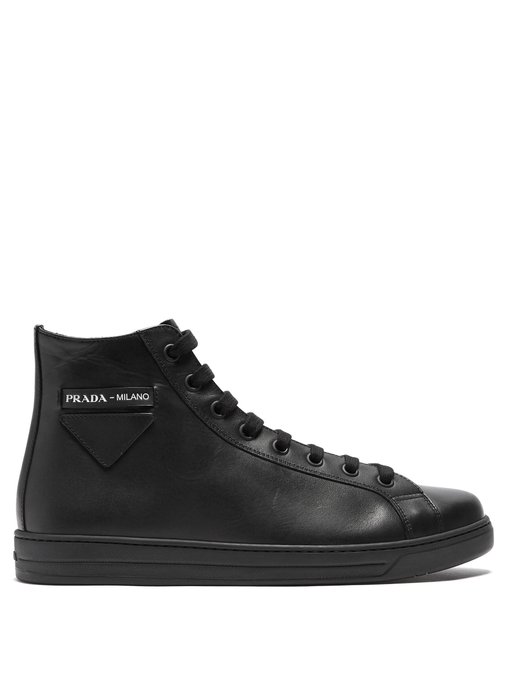 GIÀY PRADA  High top calf leather trainers