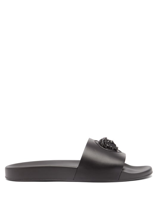 DÉP VERSACE Medusa-embossed leather and rubber slides