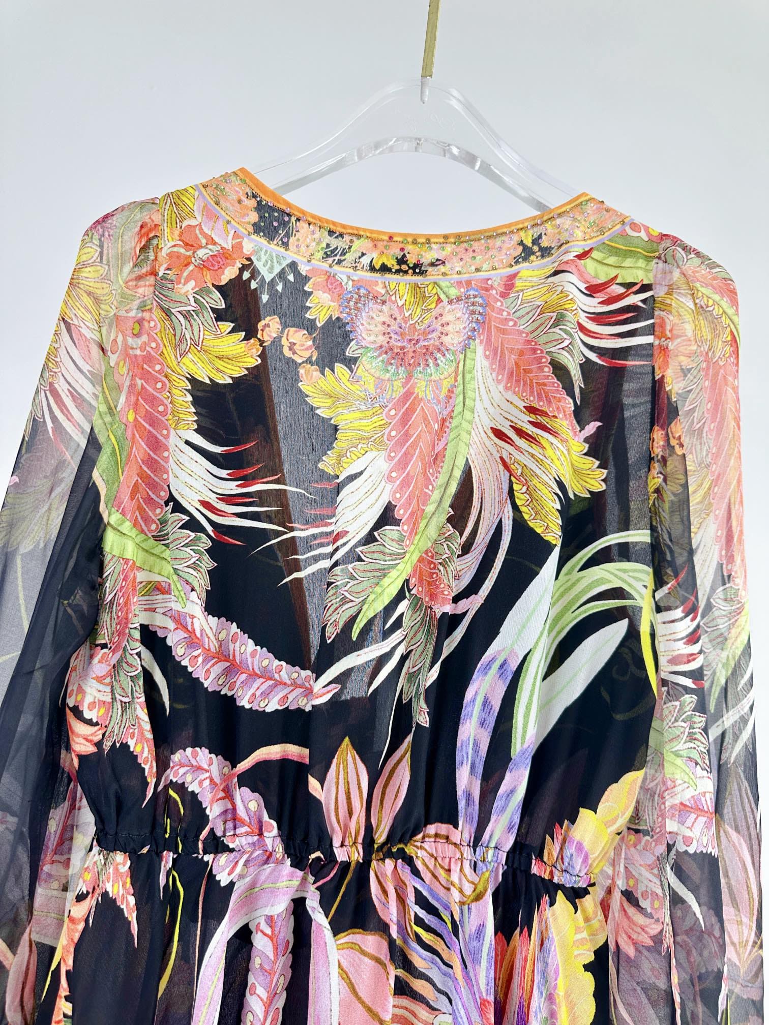 VÁY CAMILLA Silk Embellished V-Neck Midi Dress High Classy