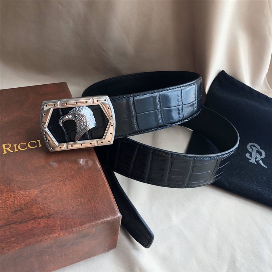 DÂY LƯNG STEFANO RICCI CROCODILE LEATHER DA CÁ SẤU Belt Khóa bạc