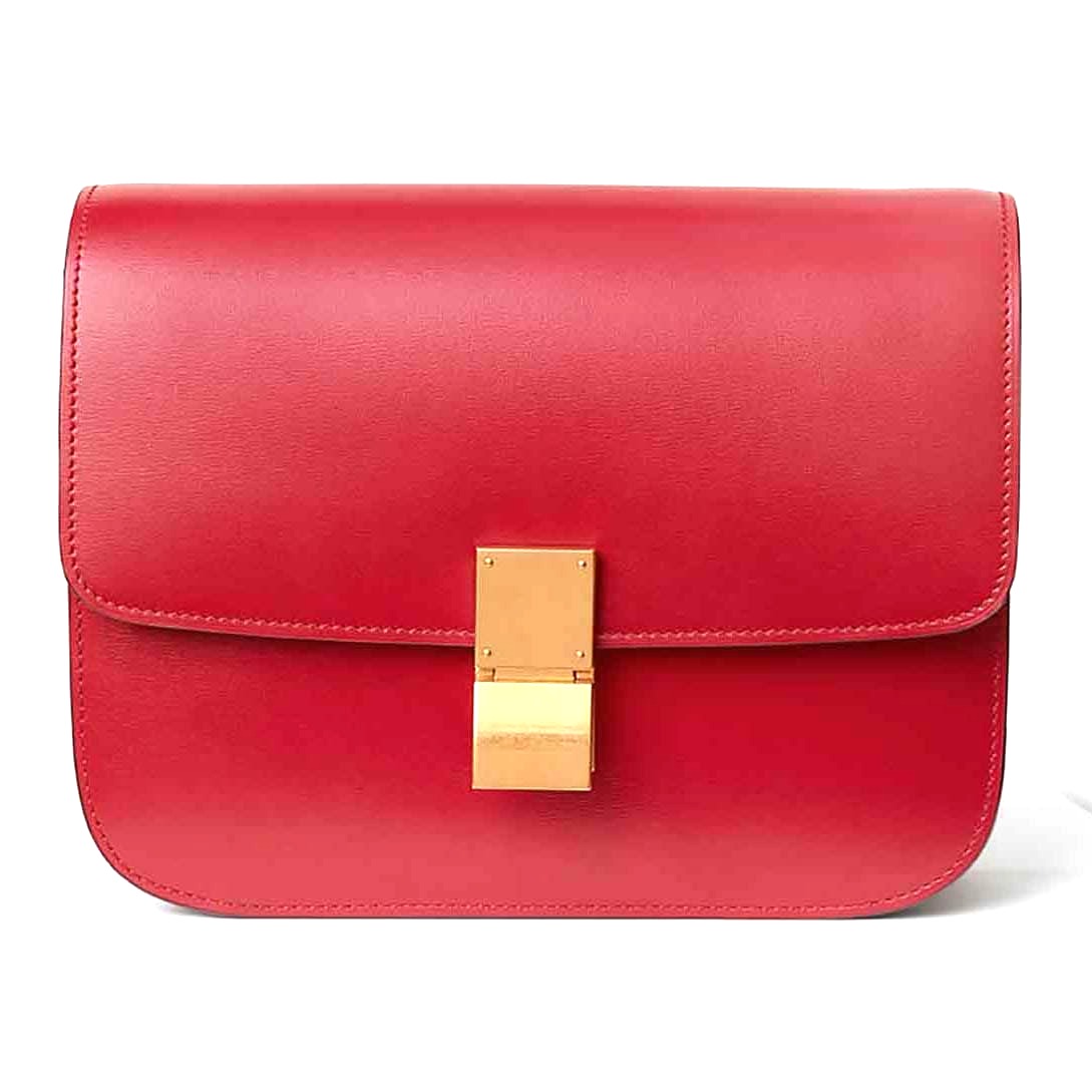TÚI Celine Medium Classic Bag in Box Calfskin Leather-Red