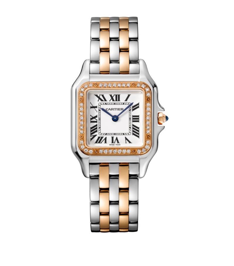 Đồng hồ CARTIER Medium Rose Gold, Stainless Steel and Diamond Panthère de Cartier Watch mặt số màu trắng