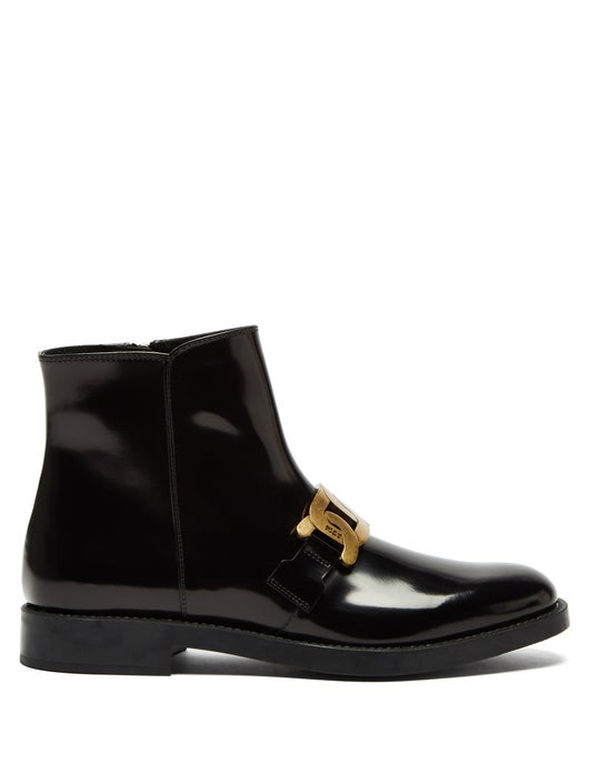 GIÀY TOD'S Chain-embellished patent-leather boots