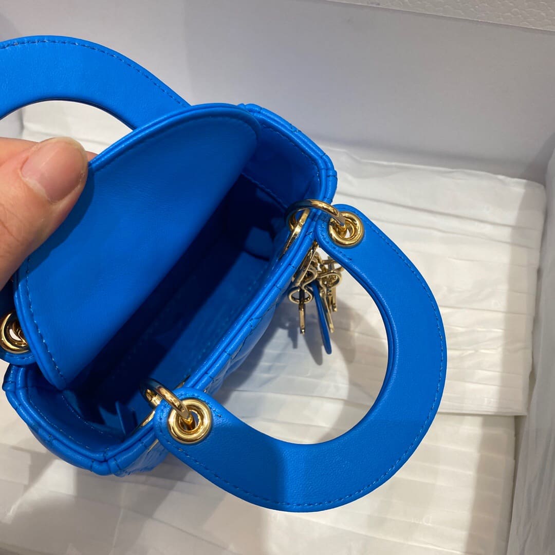 TÚI CHRISTIAN DIOR Women Micro Lady Dior Bag Blue Cannage Lambskin
