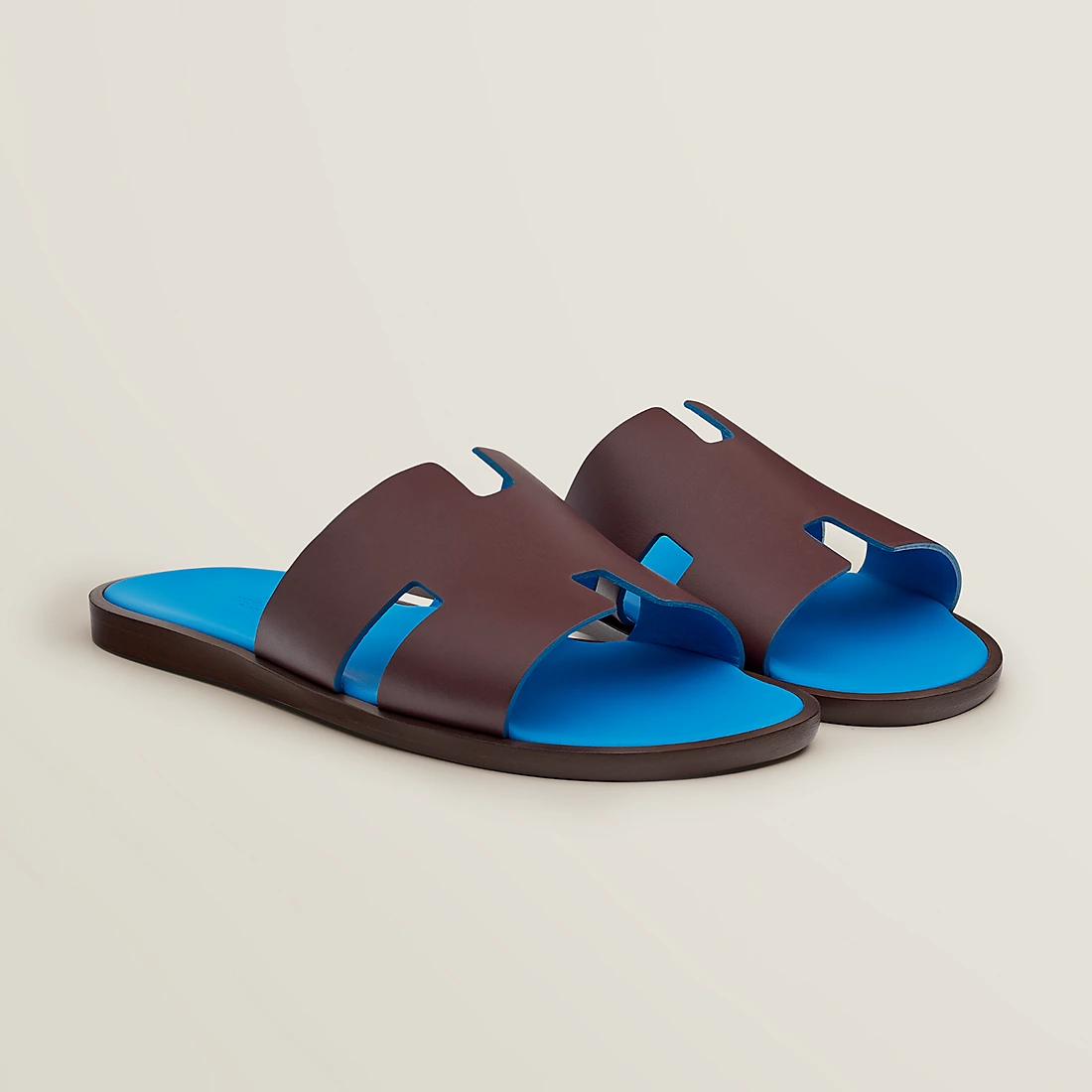 DÉP HERMES IZMIR EPSOM LEATHER BROWN BLUE AAA
