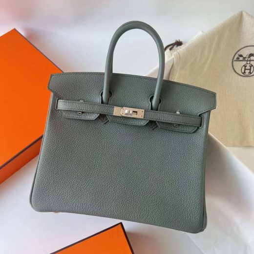 Túi Hermes Birkin Togo Almond green Silver Hardware Handmade khâu tay 25cm