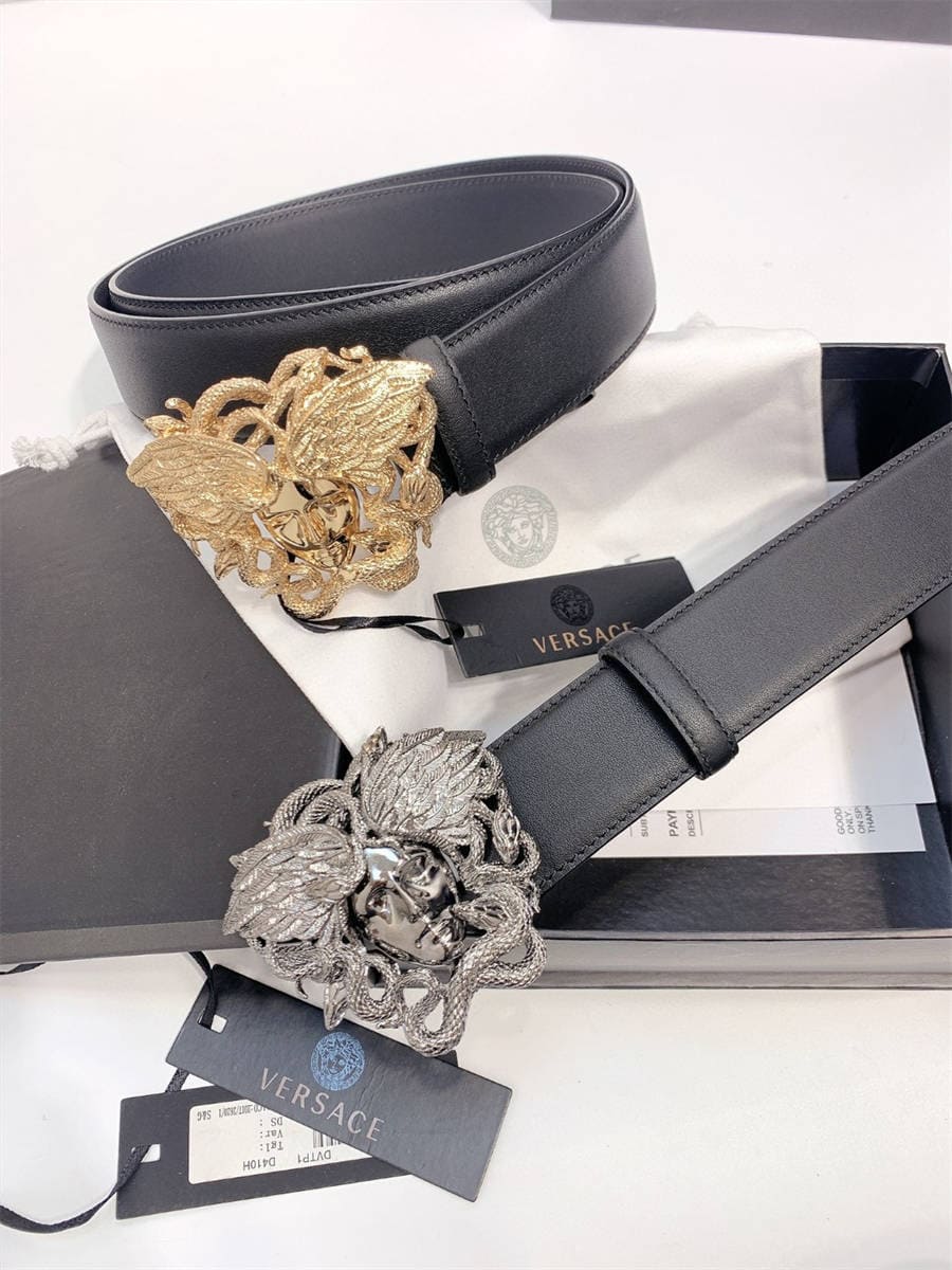 DÂY LƯNG VERSACE MEDUSA HEAD CALFSKIN LEATHER Khóa trắng