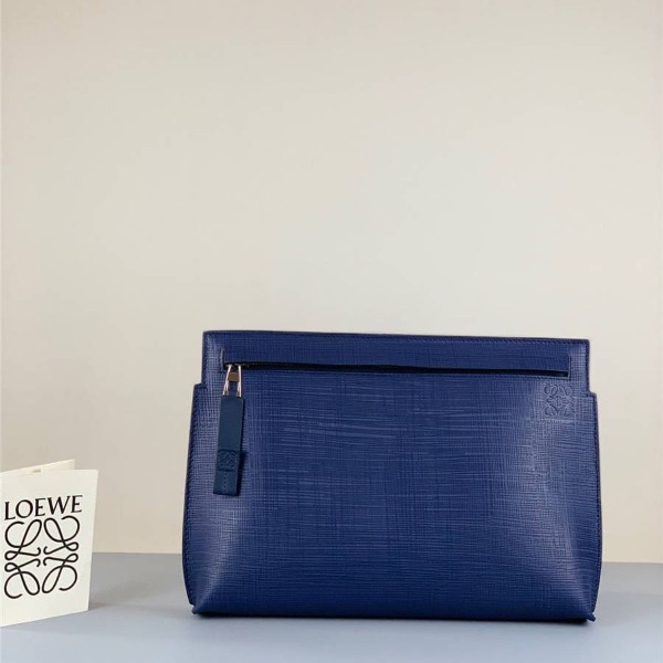 Túi LOEWE new embossed leather T pouch clutch Blue