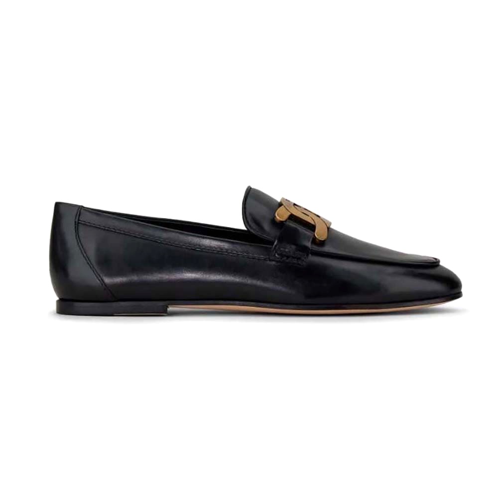 GIÀY TODS Women Kate Loafers in Leather with A Metal Branded-Black