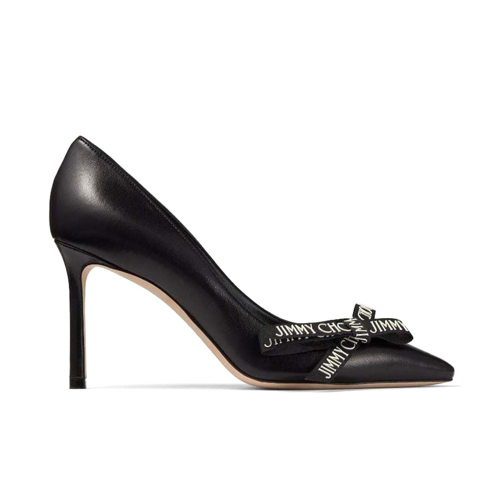 GIÀY Jimmy Choo Women Romy 85 Black Nappa Leather Pumps with Jimmy Choo Bow