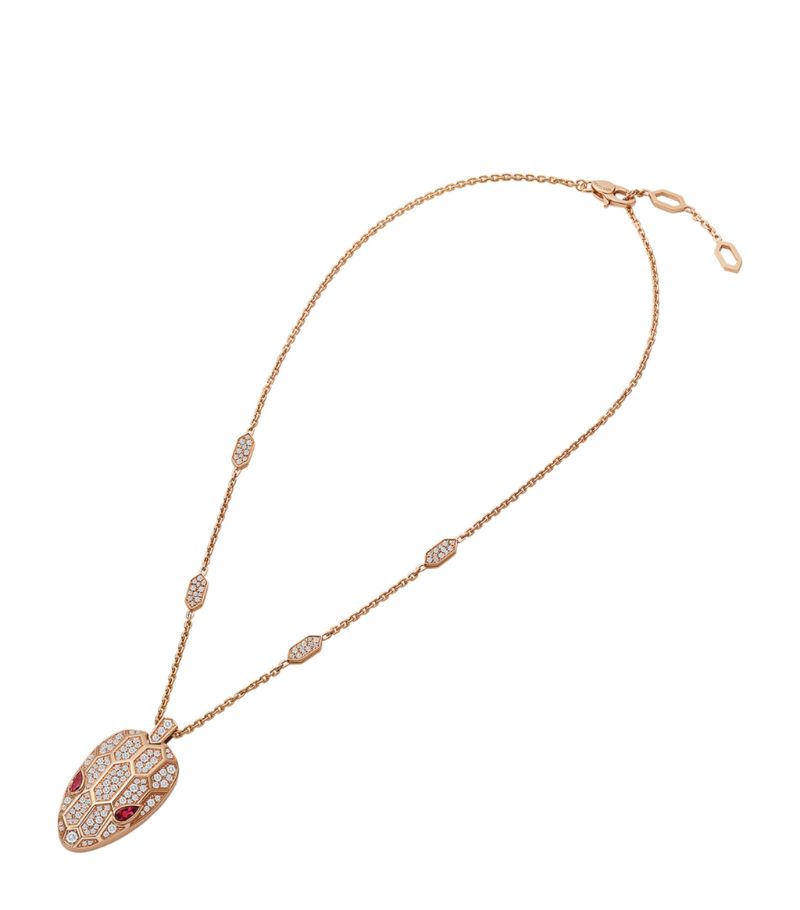 Vòng cổ BVLGARI Rose Gold, Diamond and Rubellite Serpenti Necklace vàng hồng 18K