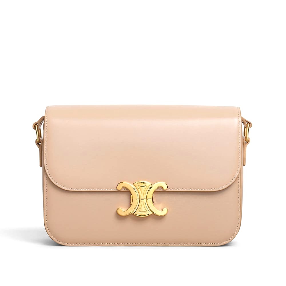 TÚI Celine Lady Medium Triomphe Bag in Shiny Calfskin-Sandy