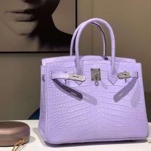 TÚI HERMES Hermes Brikin 25cm Crocodile Skin Taro Purple