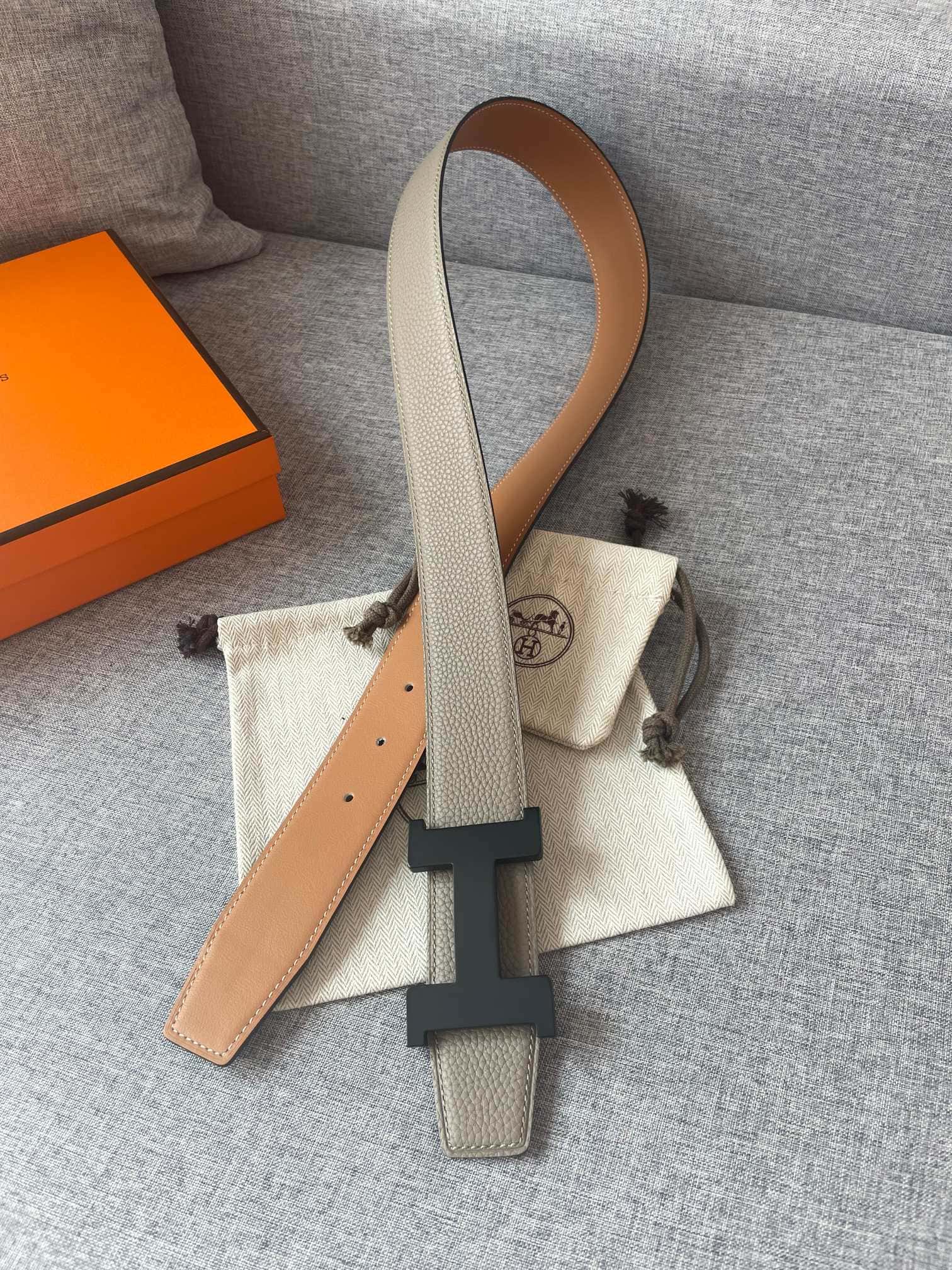 DÂY LƯNG HERMES H Matte Black Togo leather hai mặt khóa đen
