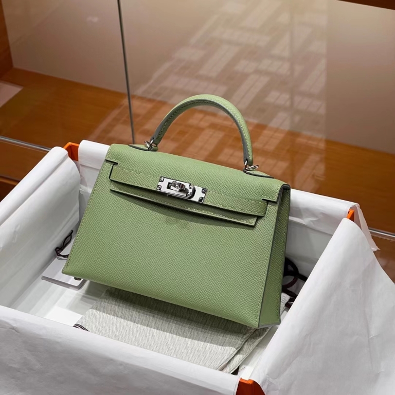 Túi Hermes Mini Kelly Olive Epsom 19CM Handmade khâu tay(Giá liên hệ)
