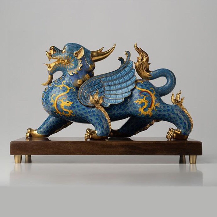 TƯỢNG CẢNH THÁI LAM TỲ HƯU ĐỒNG PHONG THỦY MẠ VÀNG 24K