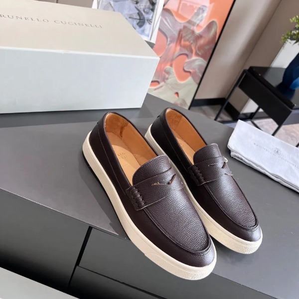 GIÀY BRUNELLO CUCINELLI Leather Brown loafer shoes