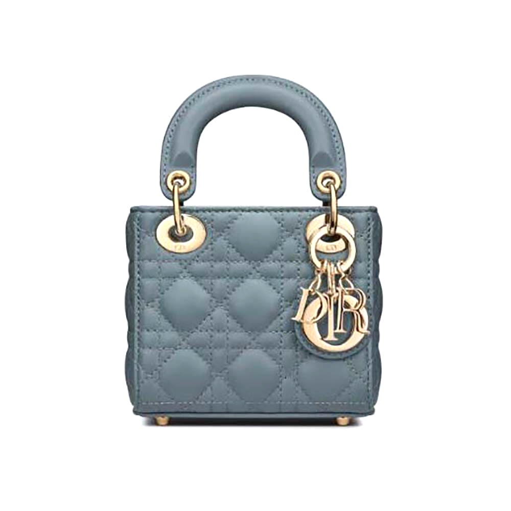TÚI Dior Women Micro Lady Dior Bag Cloud Blue Cannage Lambskin