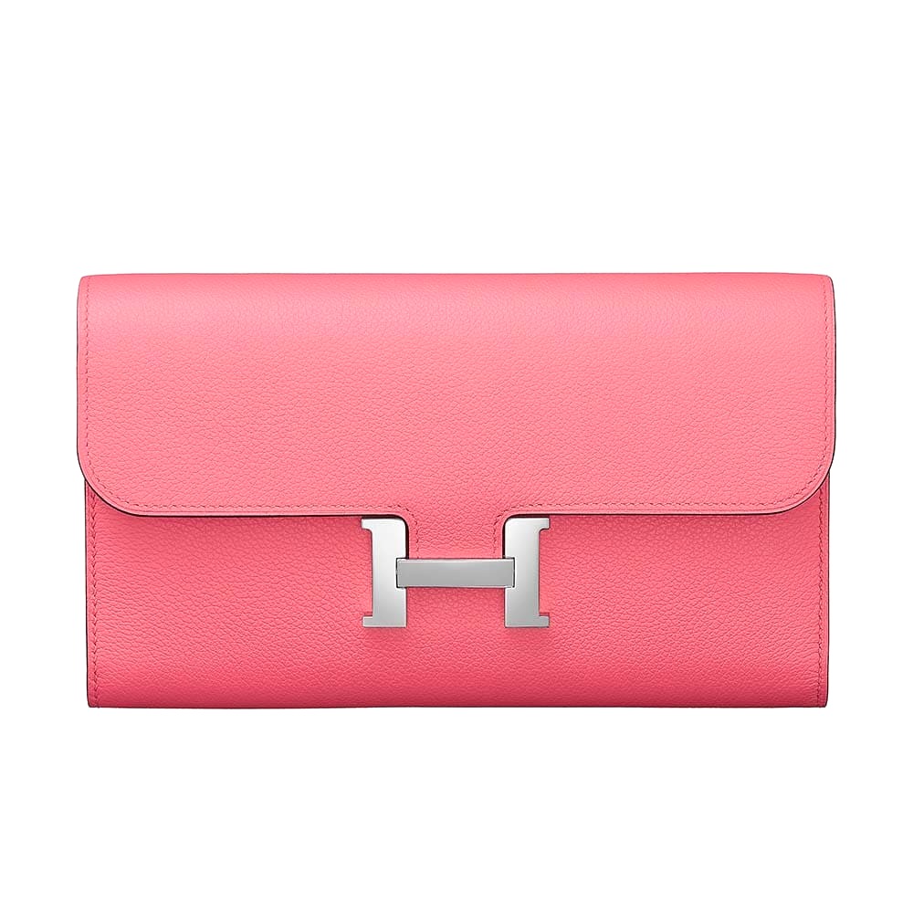 Ví Hermes Women Constance Long Wallet in Calfskin Leather-Pink