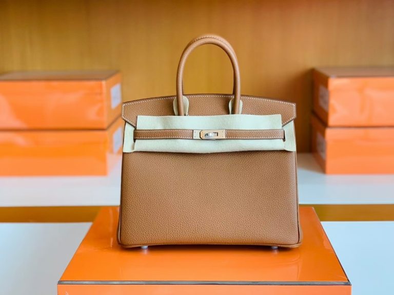 Túi Hermes Birkin Togo Golden Brown Handmade khâu tay 25cm