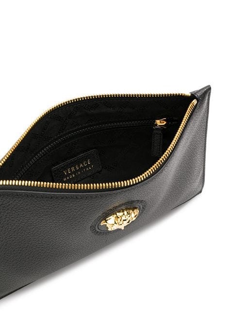 VÍ VERSACE MEDUSA ZIPPED LEATHER POUCH
