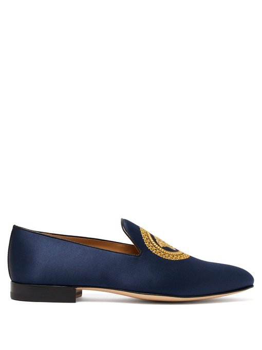 GIÀY VERSACE  Medusa embroidered satin loafers