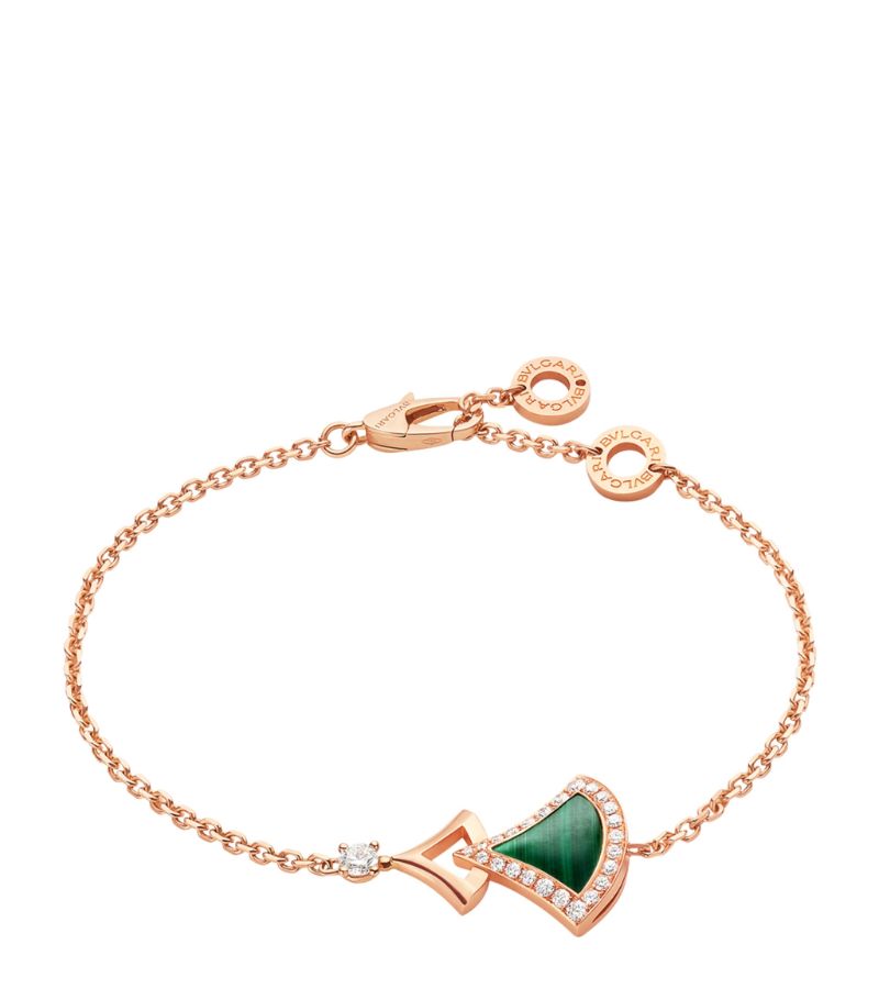 Vòng tay BVLGARI Rose Gold, Diamond and Malachite Divas’ Dream Bracelet vàng hồng 18K