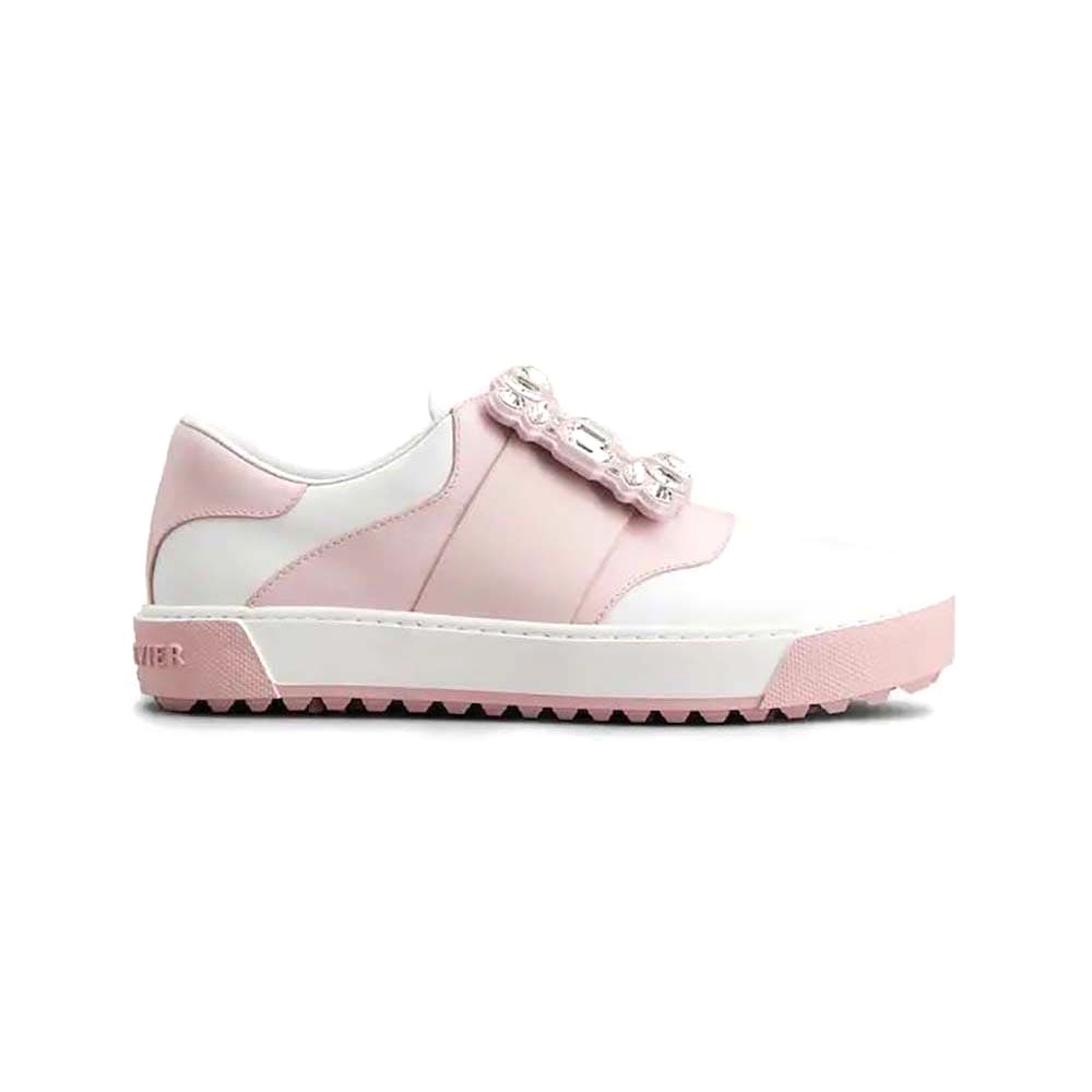 GIÀY Roger Vivier Women Very Vivier Strass Buckle Sneakers in Leather-Pink