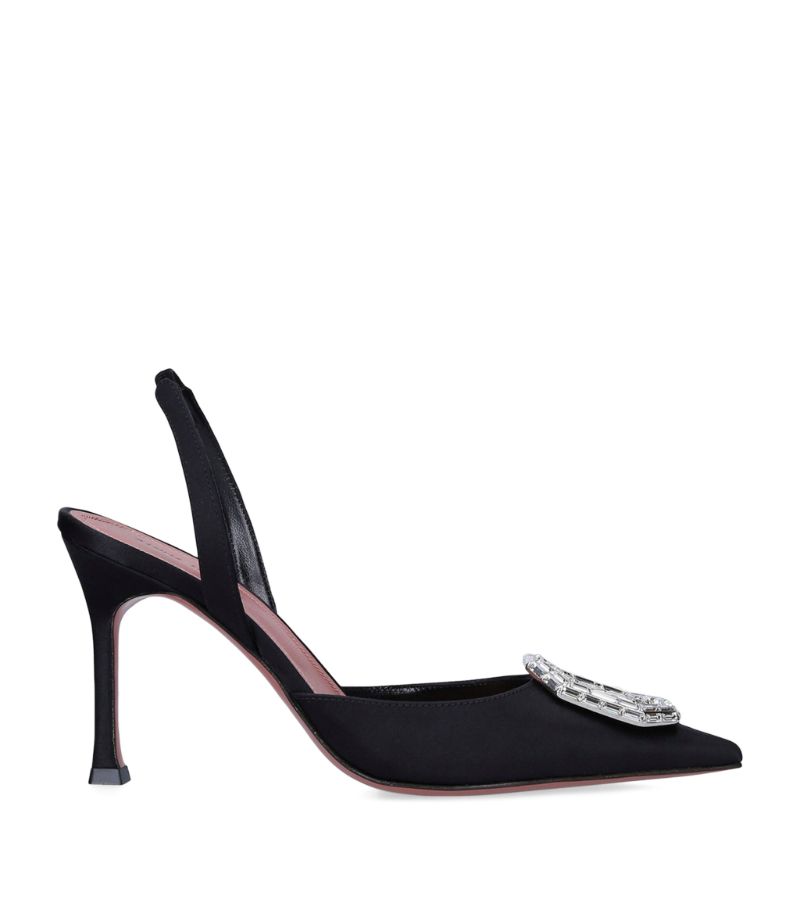 GIÀY AMINA MUADDI  Satin Camelia Slingback Mules 90