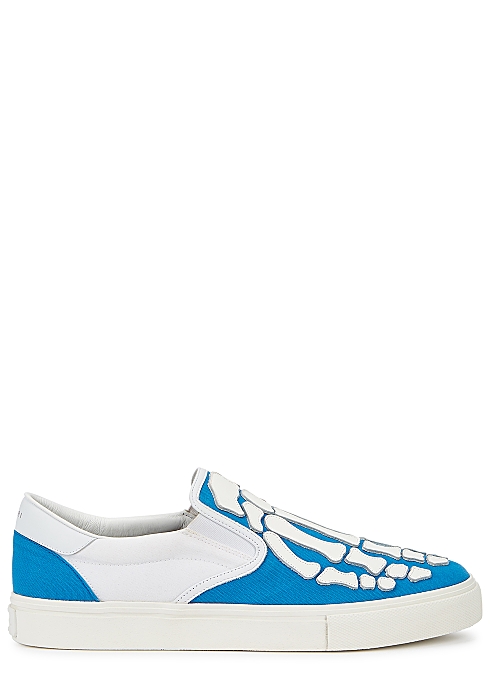 GIÀY AMIRI  Blue skeleton canvas and leather skate sneakers
