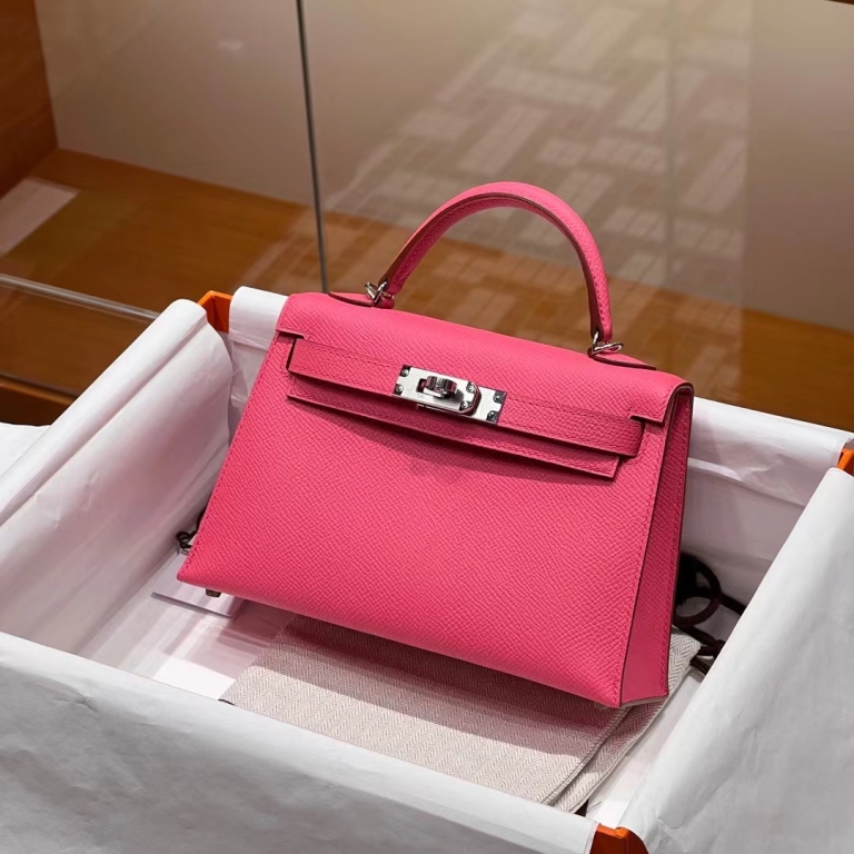 Túi Hermes Mini Kelly Rose Azalee Epsom 19CM Handmade khâu tay(Giá liên hệ)