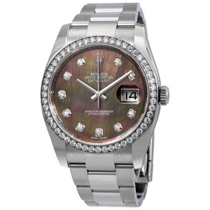 ĐỒNG HỒ ROLEX Datejust Black Mother of Pearl Diamond Dial Automatic Oyster Watch