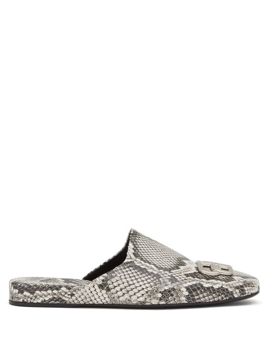 GIÀY BALENCIAGA Cosy BB-plaque backless leather loafers