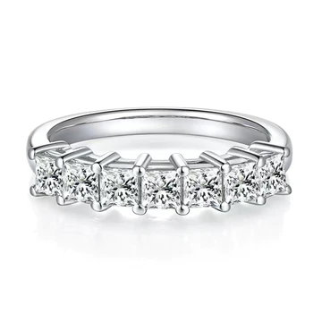 NHẪN ĐÍNH HÔN ETERNITY SQUARED CUT VÀNG TRẮNG 18K