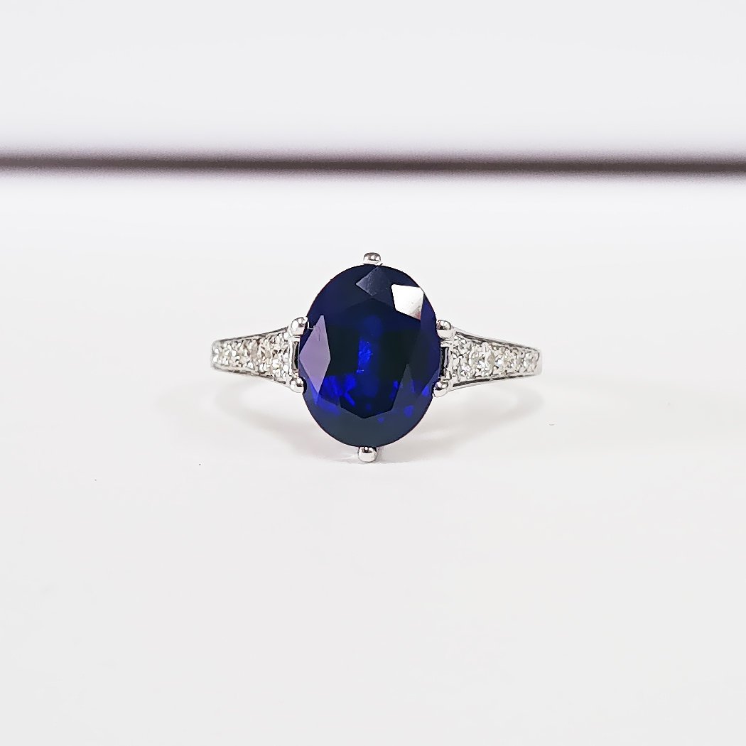 OVAL SAPPHIRE ROSE/WHITE/YELLOW GOLD ENGAGEMENT RING