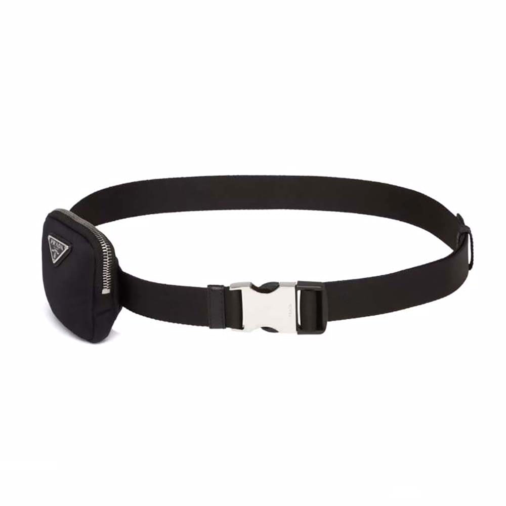 DÂY LƯNG Prada Women Woven Nylon Belt with Enameled Metal Triangle Logo
