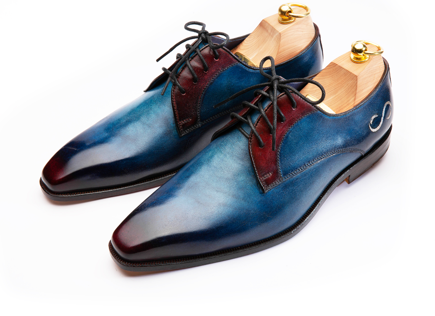 HENDERSON SHOES PERSONALIZATION BLUE AUTUMN PAINTING HANDCRAFTED SHOES