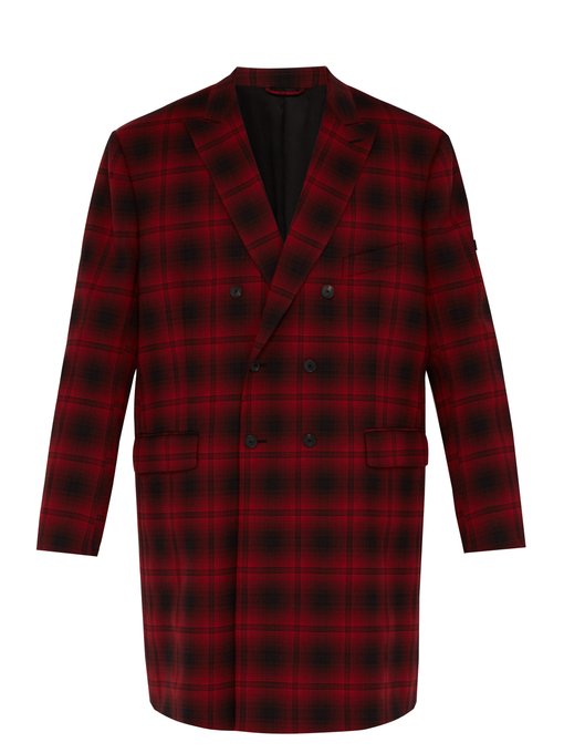 ÁO BALENCIAGA  Checked double-breasted coat