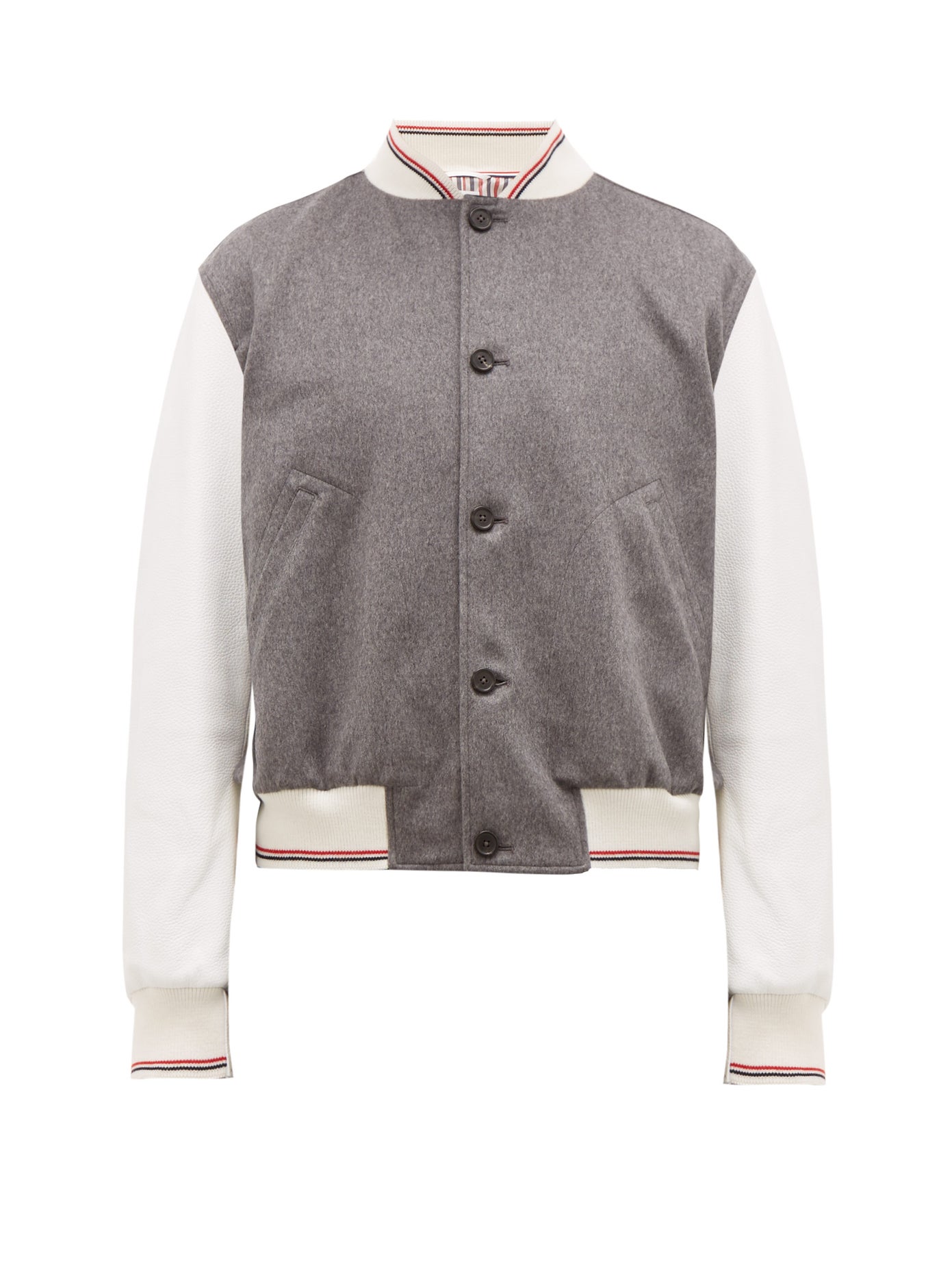 ÁO THOM BROWNE  Cashmere and leather bomber jacket