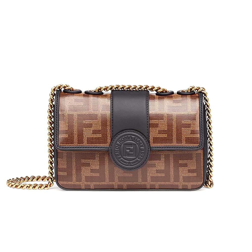 Túi Fendi Women Mini Double F Brown Canvas Bag