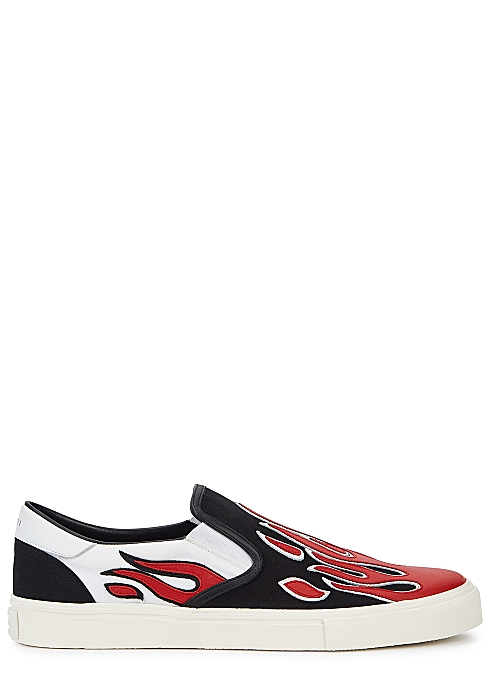 GIÀY AMIRI  Black flame canvas and leather skate sneakers