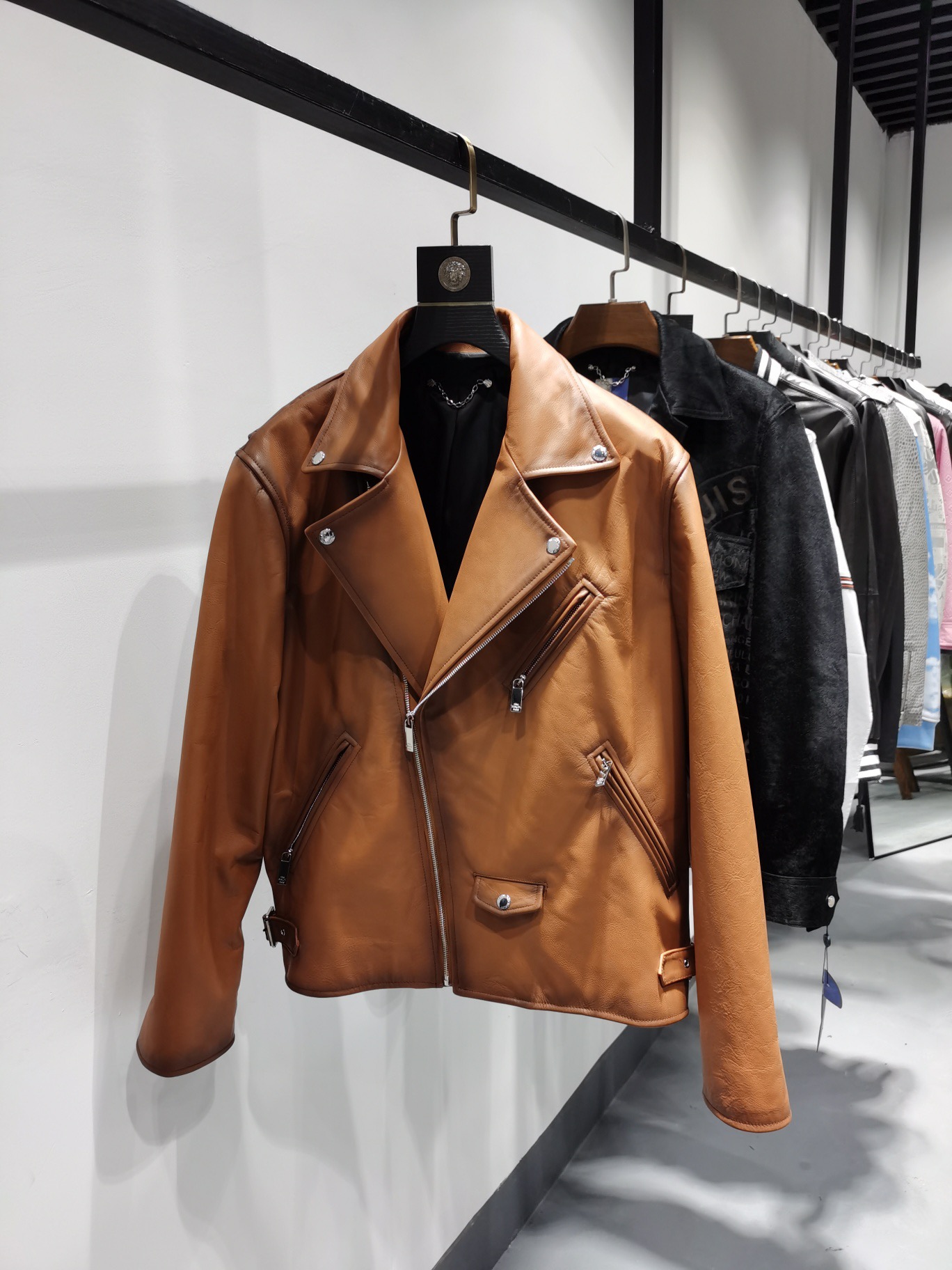 ÁO BERLUTI LEATHER BIKER JACKET